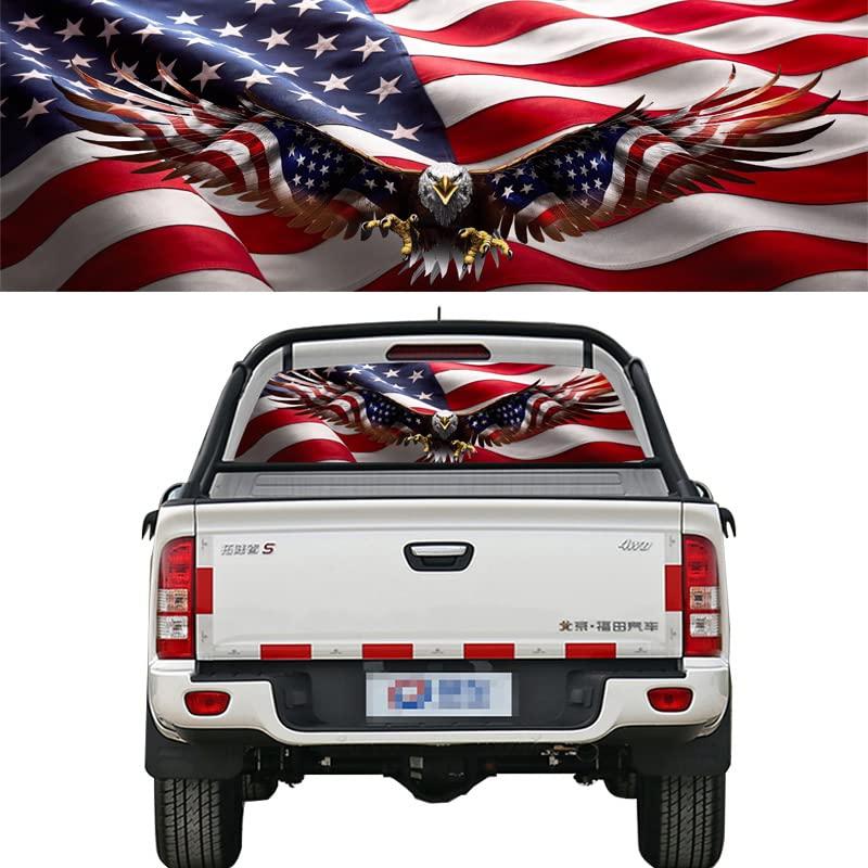 65x22 in American Flag Eagle Decals for Trucks SUV American Flag Window Decal, Classic Rear Window Decals for Car Decor - Suitable for Most Pickup Trucks(Eagle Flag)