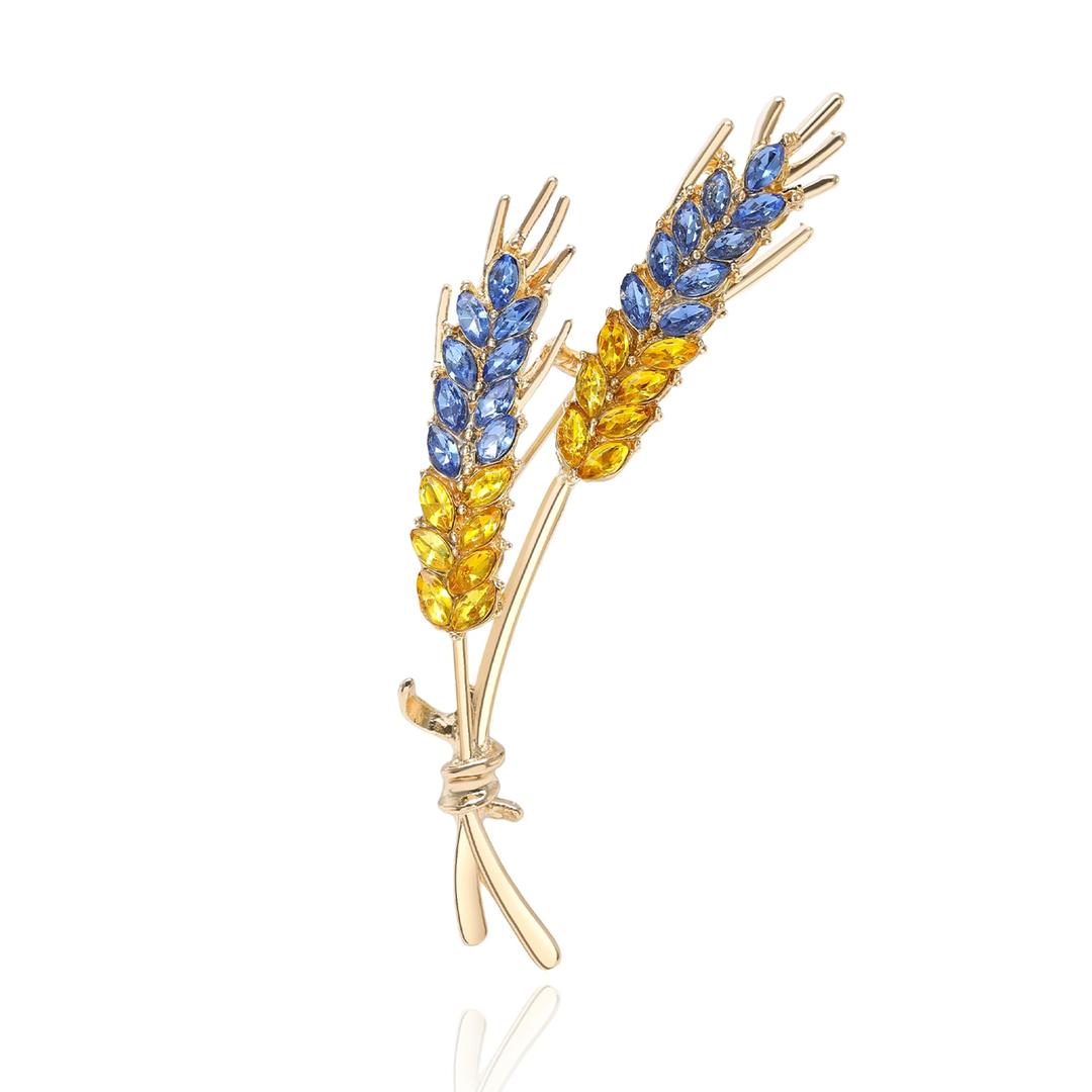 GenericUkrainian Flag Brooch Creative High Beauty Wheat Ear Breast Pin Simple Suit Coat Fashion Breast Flower Pin Accessories