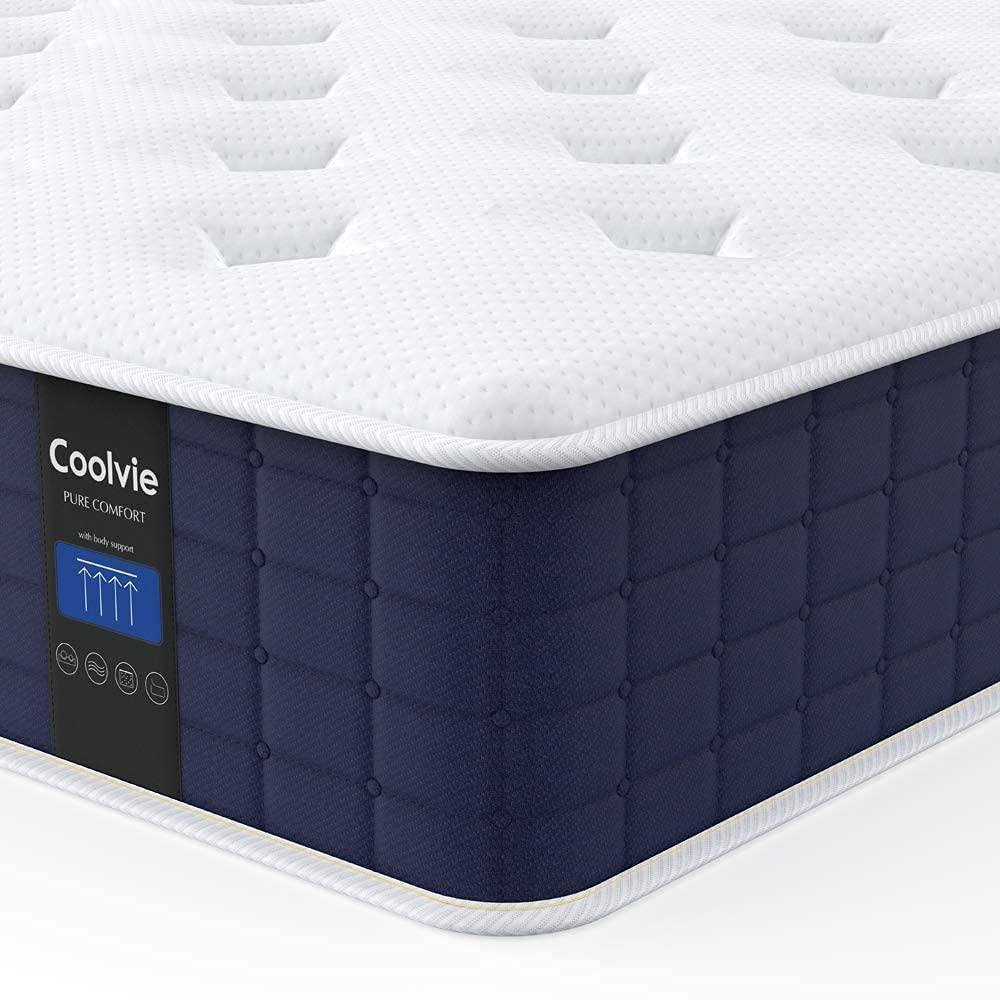 Coolvie Twin Mattress, 10 Inch Twin Size Hybrid Mattress, Individual Pocket Springs with Memory Foam, Bed in a Box, Cooler Sleep with Pressure Relief and Support