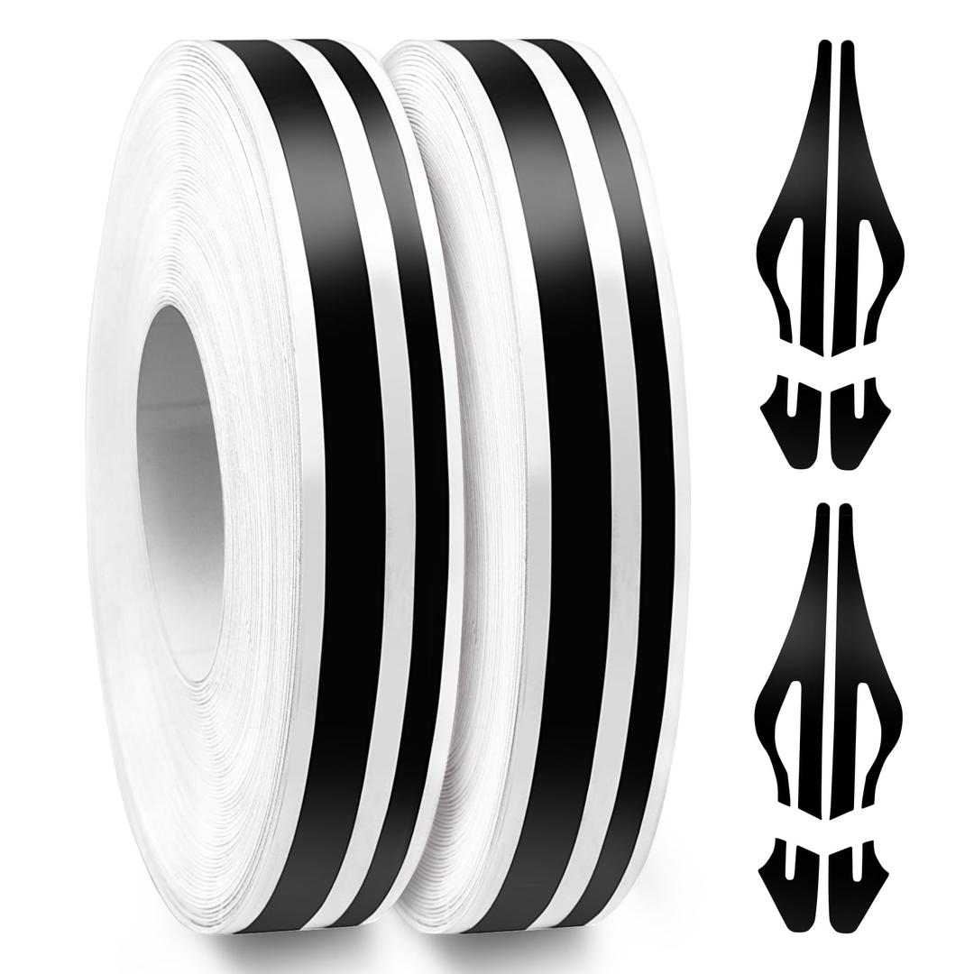 Spurtar 2 Rolls x 33Ft Pinstriping Tape for Car, Automotive Pinstriping Tape 2 in 1 (5mm & 2mm), Vinyl Pinstripe Decals for Car, Motorcycle and Boat, Racing Stripes DIY Stickers Black