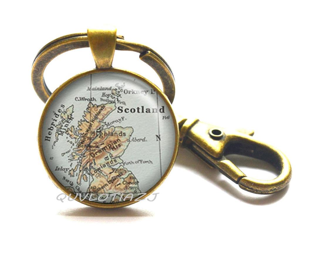 Scotland map Keychain, Scotland map Jewelry map jewellry Edinburgh map Glasgow map Scottish Highlands Traveler's Gift,ot2 (A2)