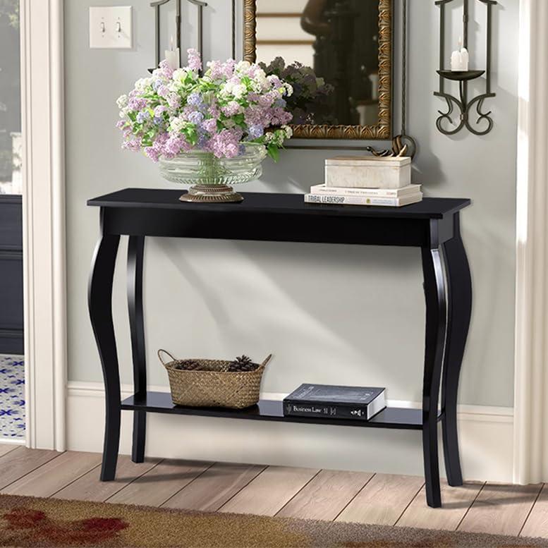 ChooChoo Narrow Console Table, Chic Accent Sofa Table, Entryway Table, Black