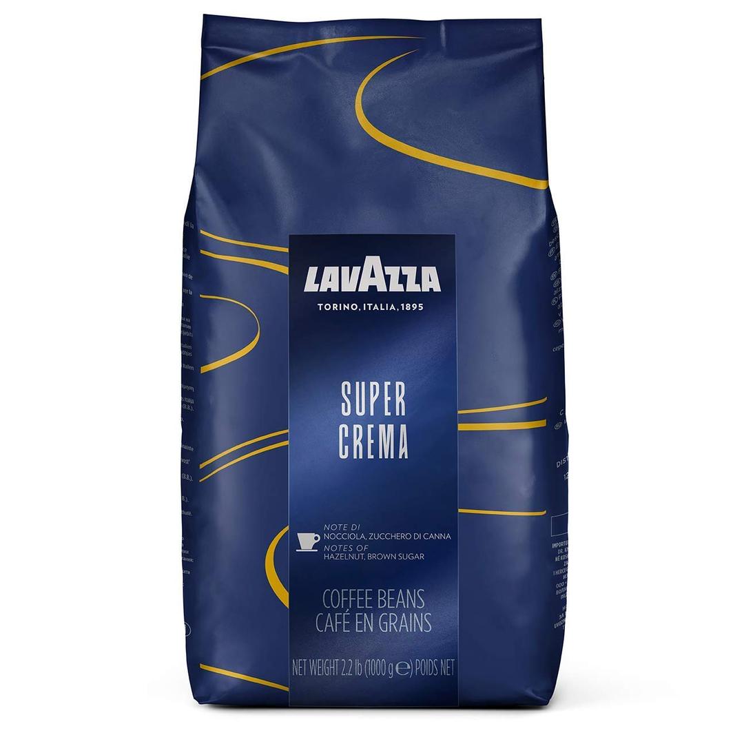 LavazzaSuper Crema Whole Bean Coffee Blend, Medium Espresso Roast, 4.4 .lbs, 2 Pack