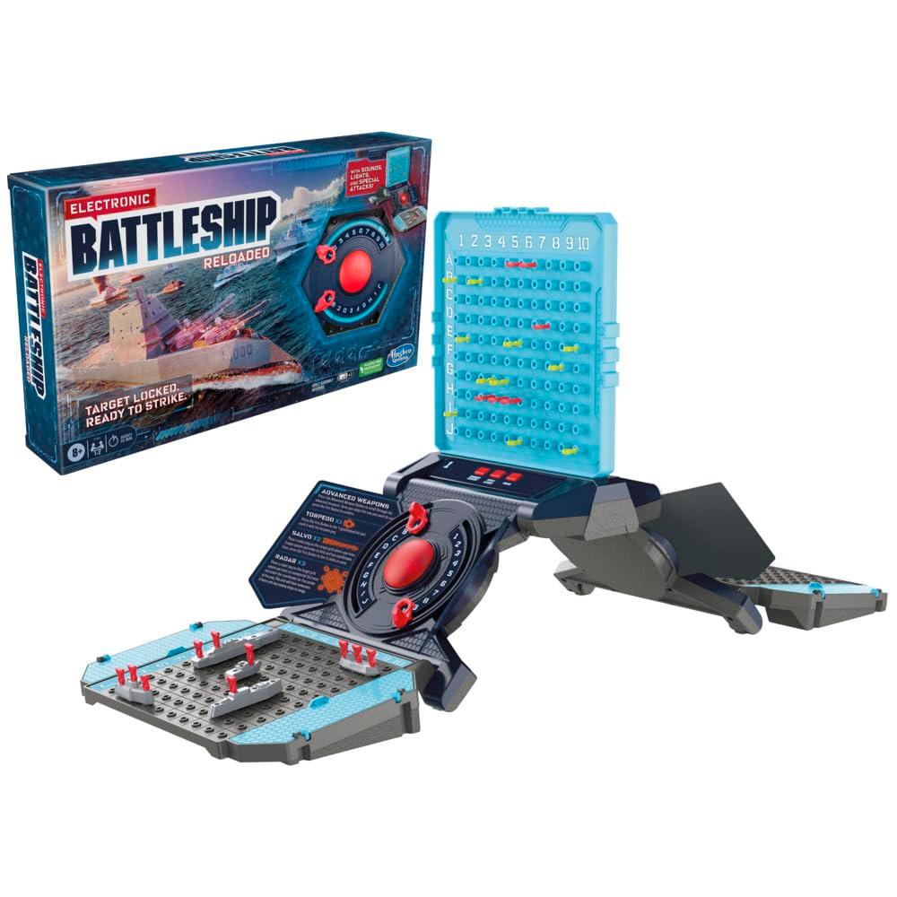 Hasbro Gaming Electronic Battleship Reloaded Board Game, Naval Combat Strategy Game with Sounds, Lights, Special Attacks, Ages 8 and Up, 1-2 Players