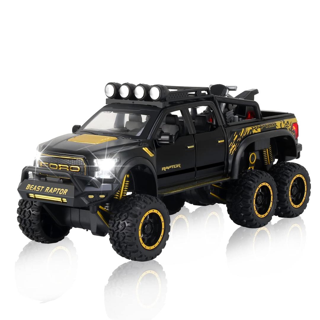 MYJJTYS Toy Pickup Trucks for Boys (Length 8.5 Inch (Pack of 1)) Raptor F150 Diecast Metal Model Toy Car for 3 4 5 6 7 8 Year Old Kids