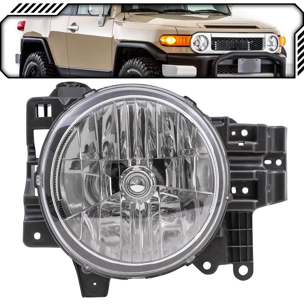 EPIC LIGHTING OE Style Replacement Halogen Headlight Assembly Compatible with Toyota 07-14 FJ Cruiser [ TO2502173 8110635445 8107035444 ] Left Driver Side LH