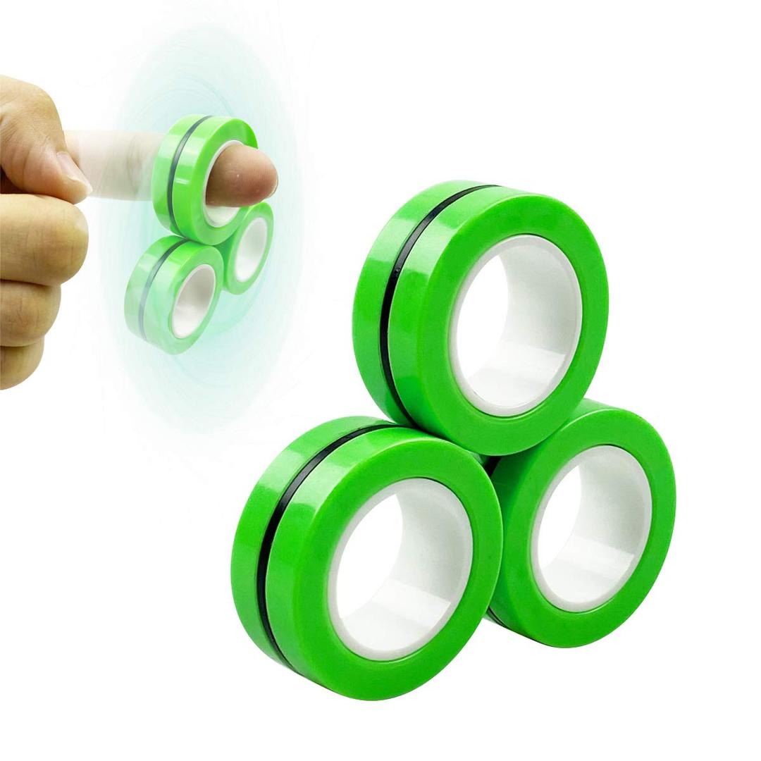 Anditoy Magnet Rings Finger Toys Fidget Magical Ring for Man Woman Teens Kids Boys Girls Anxiety Stress Relief Christmas Stocking Stuffers Gifts (Green)