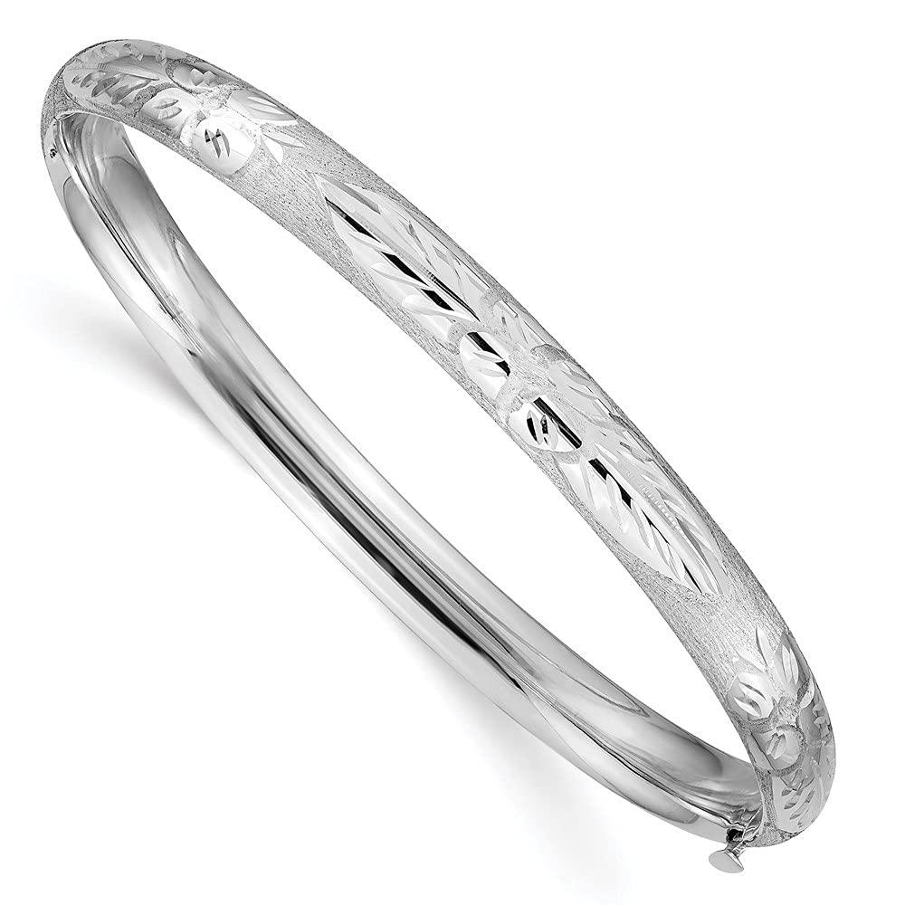 Diamond2Deal14k White Gold 14k 4/16 White Gold Florentine Engraved Hinged Bangle for Women