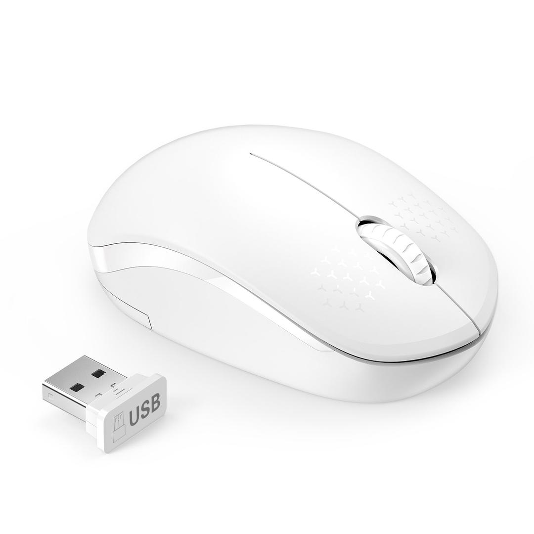 seenda Wireless Mouse, 2.4G Noiseless Mouse with USB Receiver Portable Computer Mouse for PC, Tablet, Laptop - Pure White