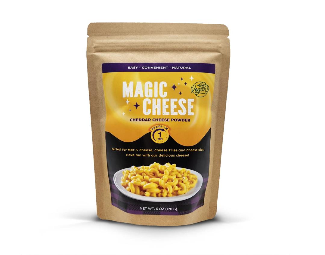 Vegan Magic Cheese Sauce (6oz powder makes 14oz cheese sauce), Cheddar Cheese Powder for Vegan, Plant-Based Cheese, Nacho Dipping Sauce, Mac & Cheese, Salty Crackers Dairy Free, Low Sodium