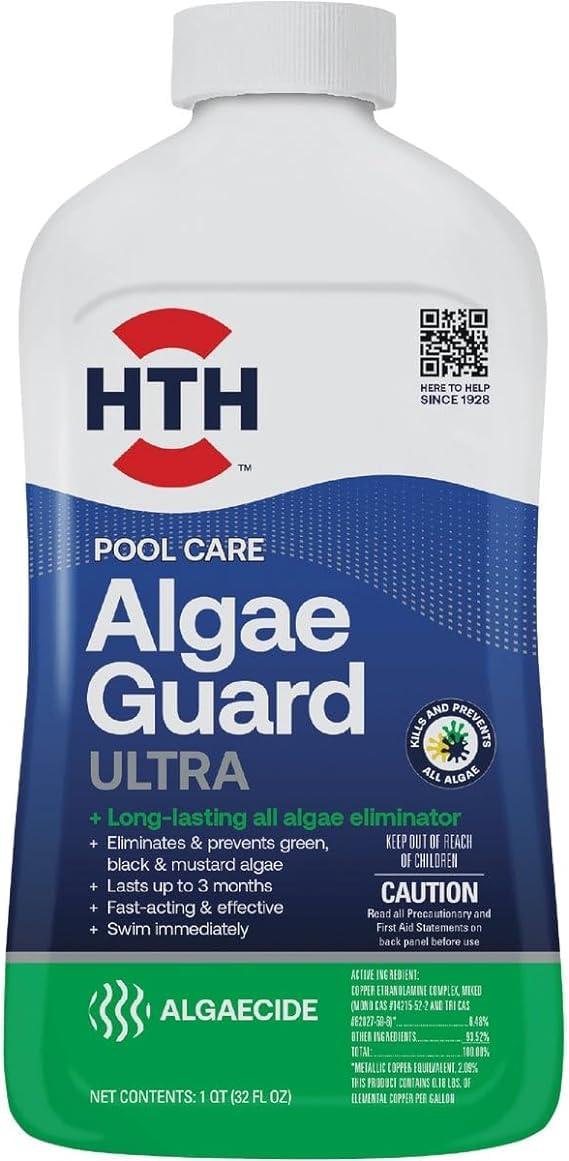 HTH 67289 Swimming Pool Care Algae Guard Ultra, Swimming Pool Chemical, Long Lasting Formula, 32 fl oz