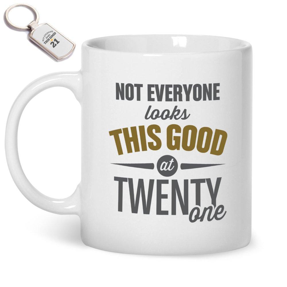 Mainly Mugs 21st Birthday Gift Mug & Key Ring for Men Women 21 Coffee Mug Keepsake