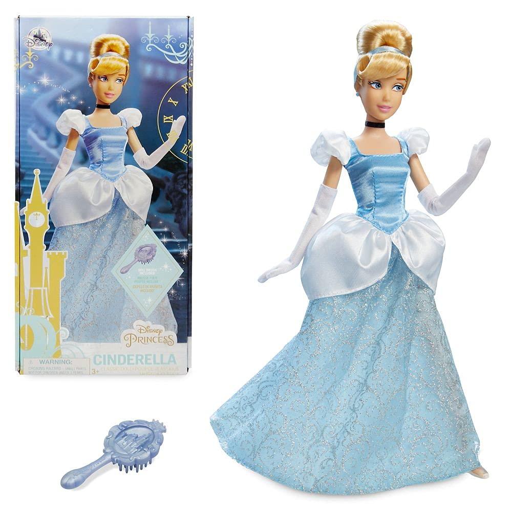 Disney Store Official Princess Classic Doll (Cinderella), 11 Inches, Includes Brush with Molded Details, Fully Posable Toy in Classic Outfit Princess Toys for Girls