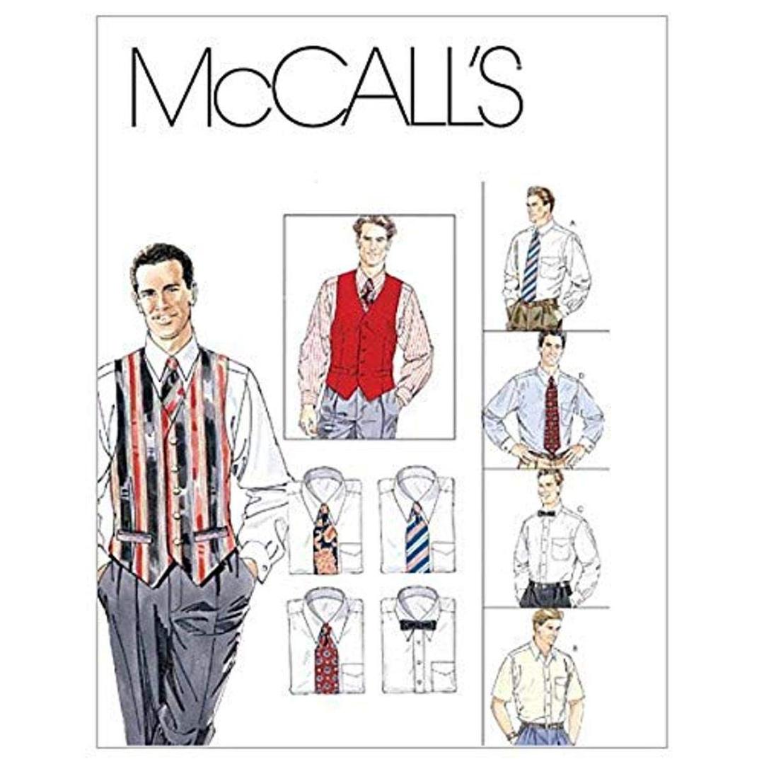 McCall's Patterns M2447 Men's Lined Vest, Shirt, Tie in Two Lengths and Bow Tie, Size Y (SM-MED-LRG)