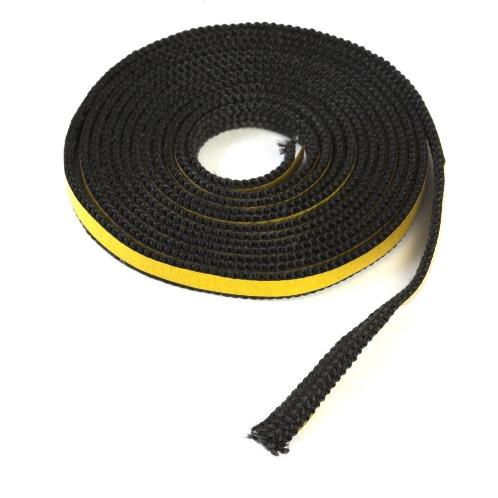 Chimney seal cord self-adhesive sealing tape glass door fireplace oven seal made of fibreglass, heat-resistant up to 550 °C, length 3 m, width 10 x 2 mm.