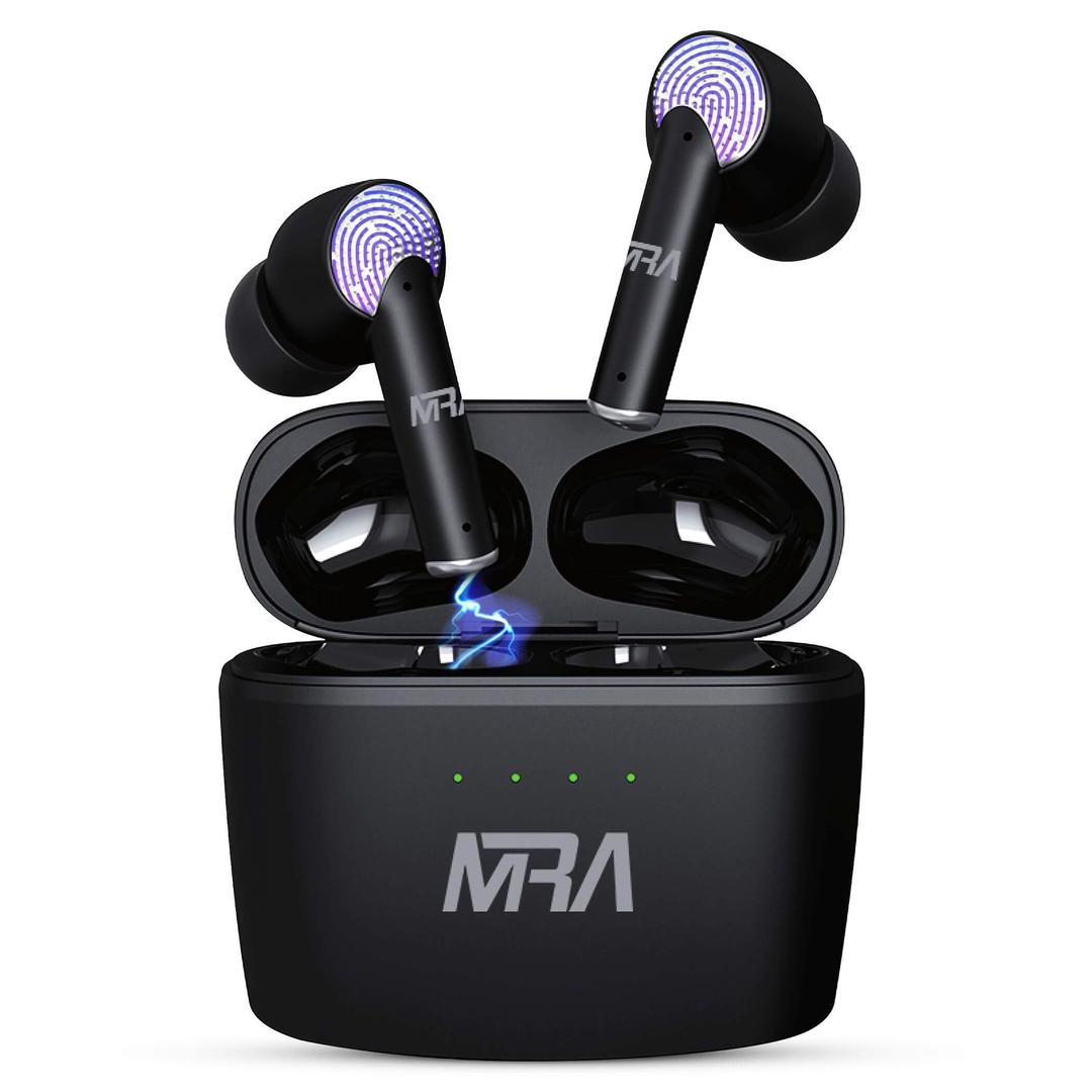 MRA Wireless Earbuds Bluetooth Earphones – 45 hours playtime, powerful 13mm drivers, Best TWS ear buds with dual Mic, In-Ear headphones, Earbud with environmental noise cancellation, Earphone (Black)