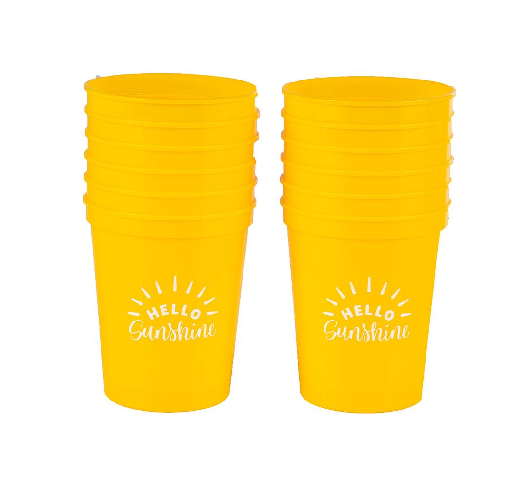 Celebration Saying Party Cups: 12 Hello Sunshine (Yellow)