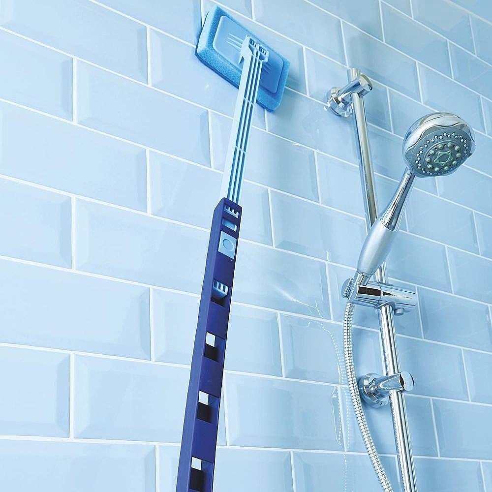 Coopers of Stortford Telescopic Bathroom Scrubber Tile Cleaner with 3 Replacement Heads