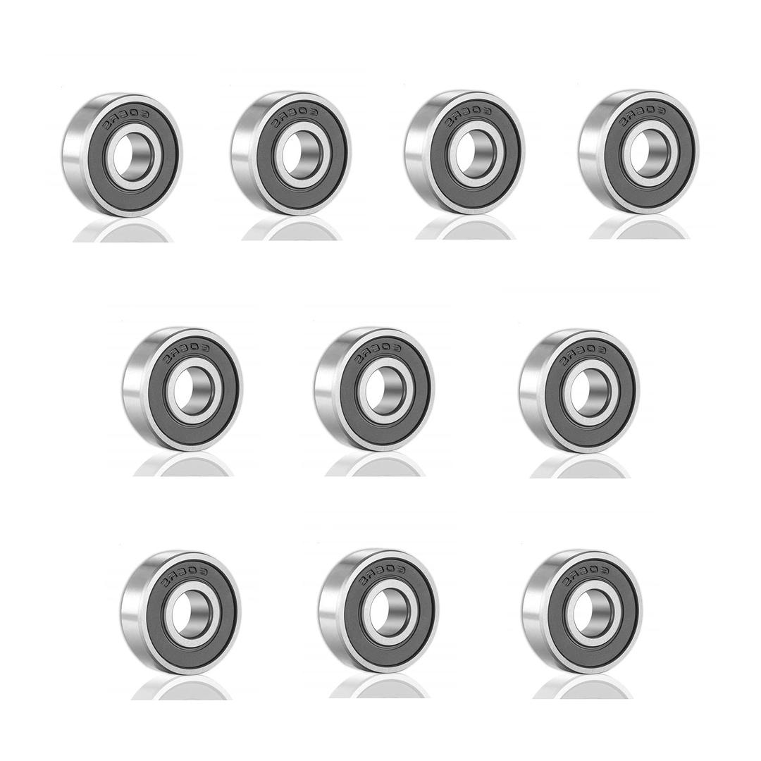 SHKI［10 Pack］ 608 2RS Ball Bearings – Bearing Steel and Double Rubber Sealed Miniature Deep Groove Ball Bearings for Skateboards, Inline Skates, Scooters (8mm x 22mm x 7mm)