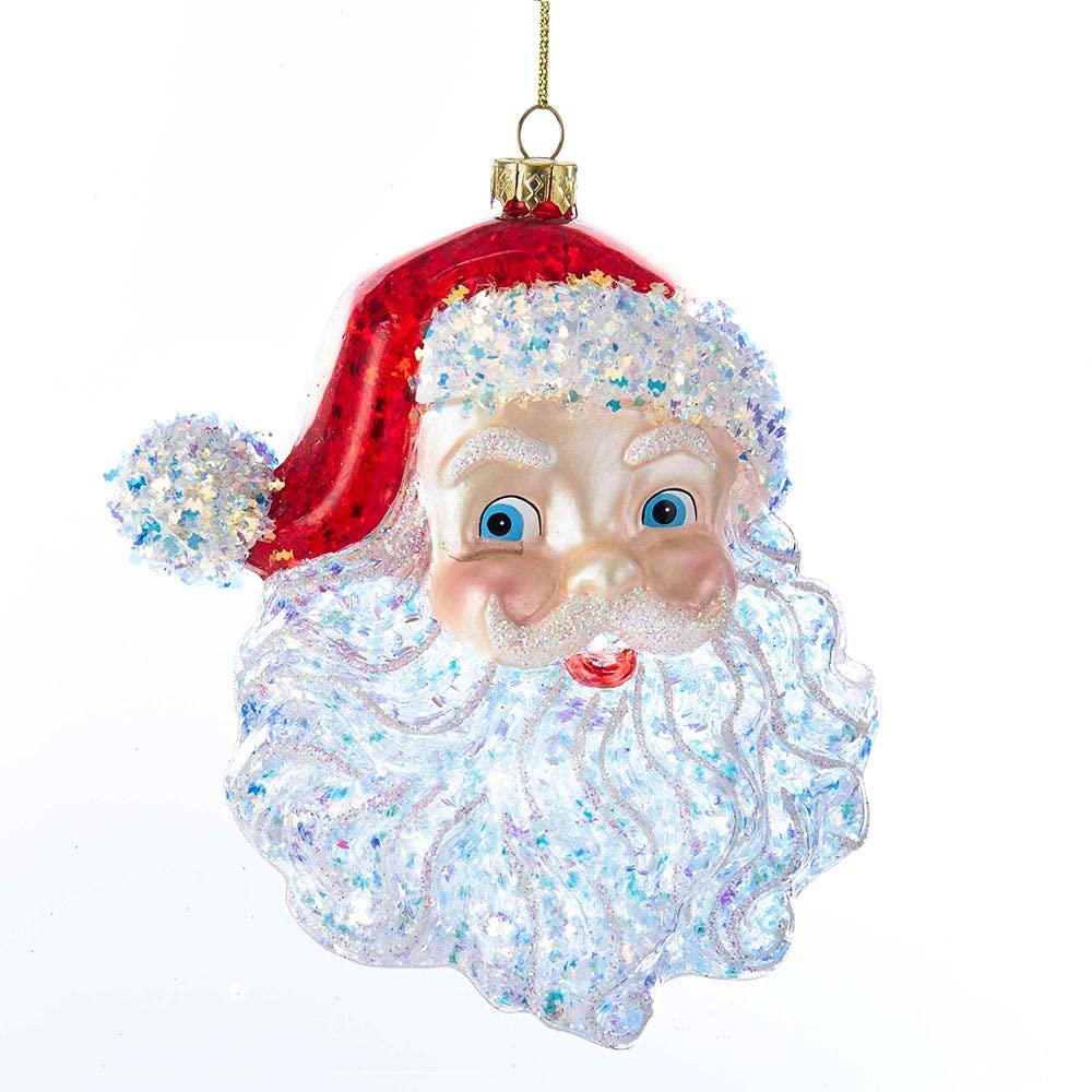 Santa Claus Head Glass Christmas Tree Ornament T2290