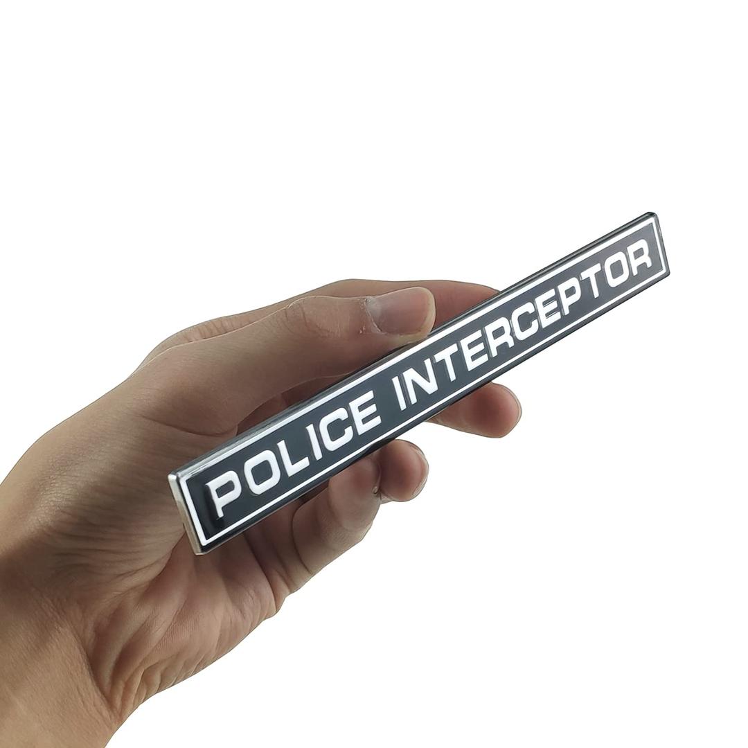 Fits for Crown Victoria 1Pc Police Interceptor Emblem 3D Badge Decal Sticker (Black Chrome)