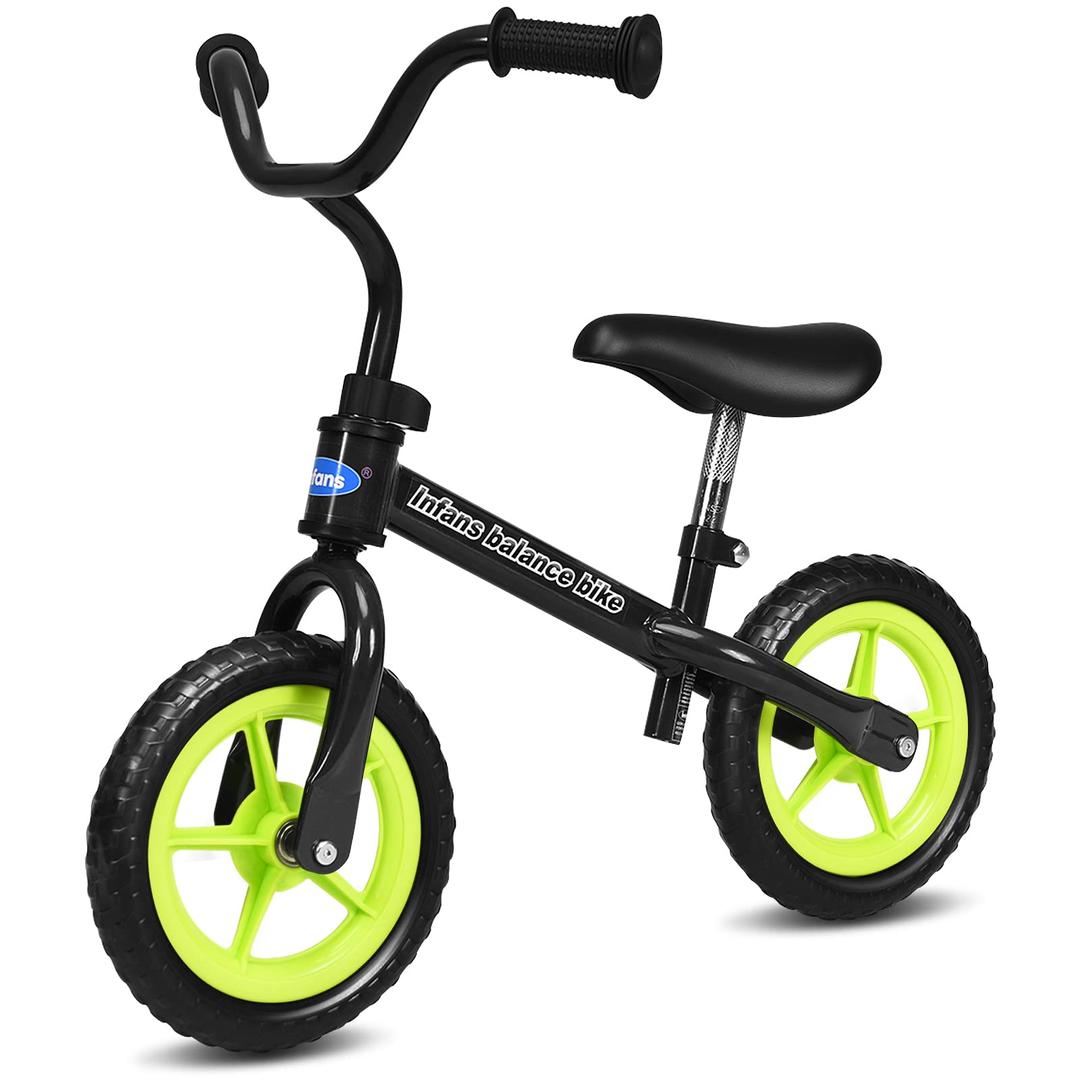 INFANS Balance Bike for 2, 3, 4, 5 Years Old - Beginner Training Bicycle with 10"/12" Airless Eva Tires, Adjustable Handlebar & Seat, Carbon Steel, No Pedal, First Sport Bike