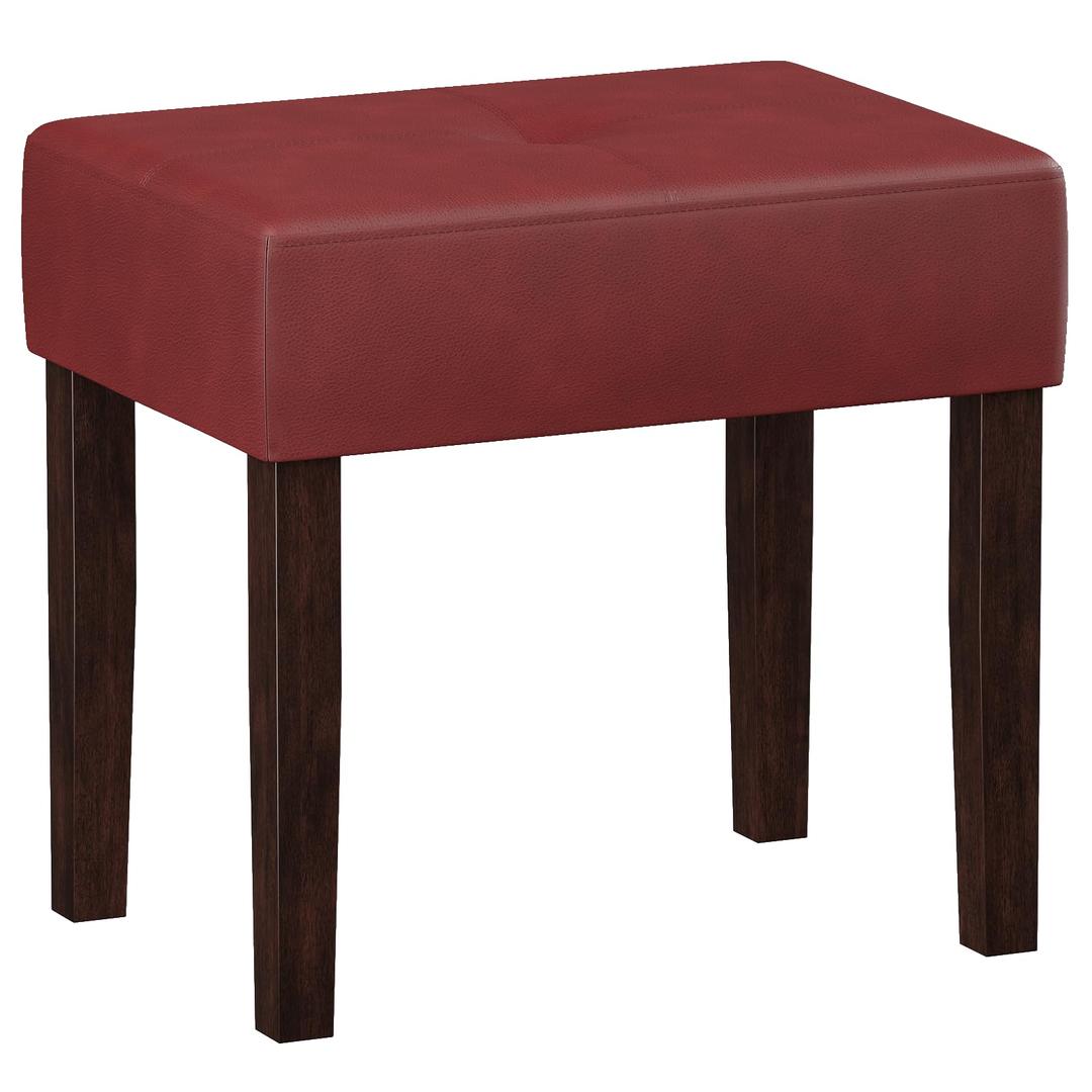 Leather Vanity Stool, 20 Inch Wide Rectangle Ottoman Bench for Makeup Room, Vanity Chair with Wood Legs for Piano Room, Bedroom,Living Room with Customizable (Red)