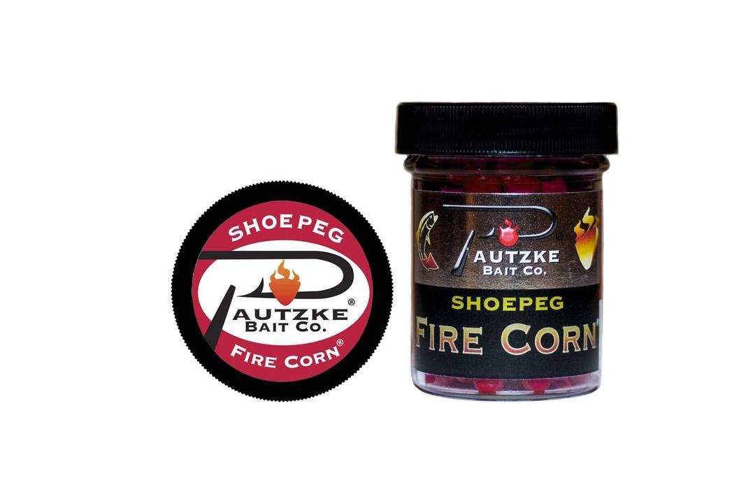 PAUTZKE'S Shoepeg Fire Corn - Effective Fishing Bait for Kokanee Salmon and Trout, Krill Scent Cured Fish Bait, Sweet and Firm Shoepeg Kernels, Ready-to-Use, 1.5 Oz