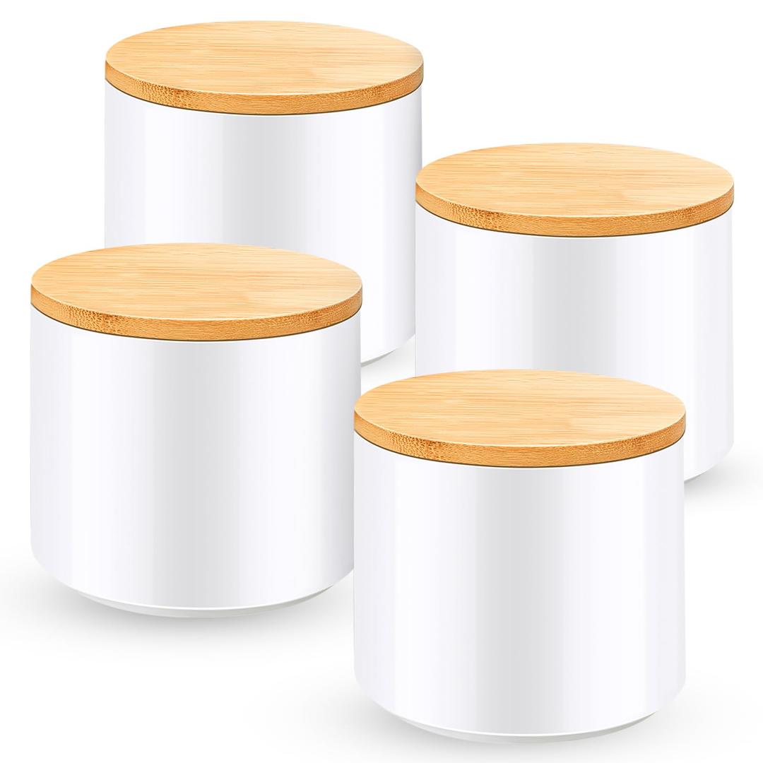 4 Pack 17oz Ceramic Food Storage Jar Set, with Bamboo Lids, Airtight Canister Sets for the Kitchen Ceramic Jars Tea Coffee Sugar Canister Set Coffee Canisters Set of 4 for the Kitchen Counter