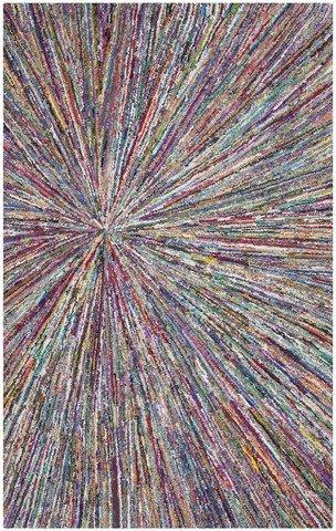 Safavieh Nantucket Collection NAN319A Handmade Boho Abstract Burst Cotton Area Rug, 4' x 4' Round, Multi