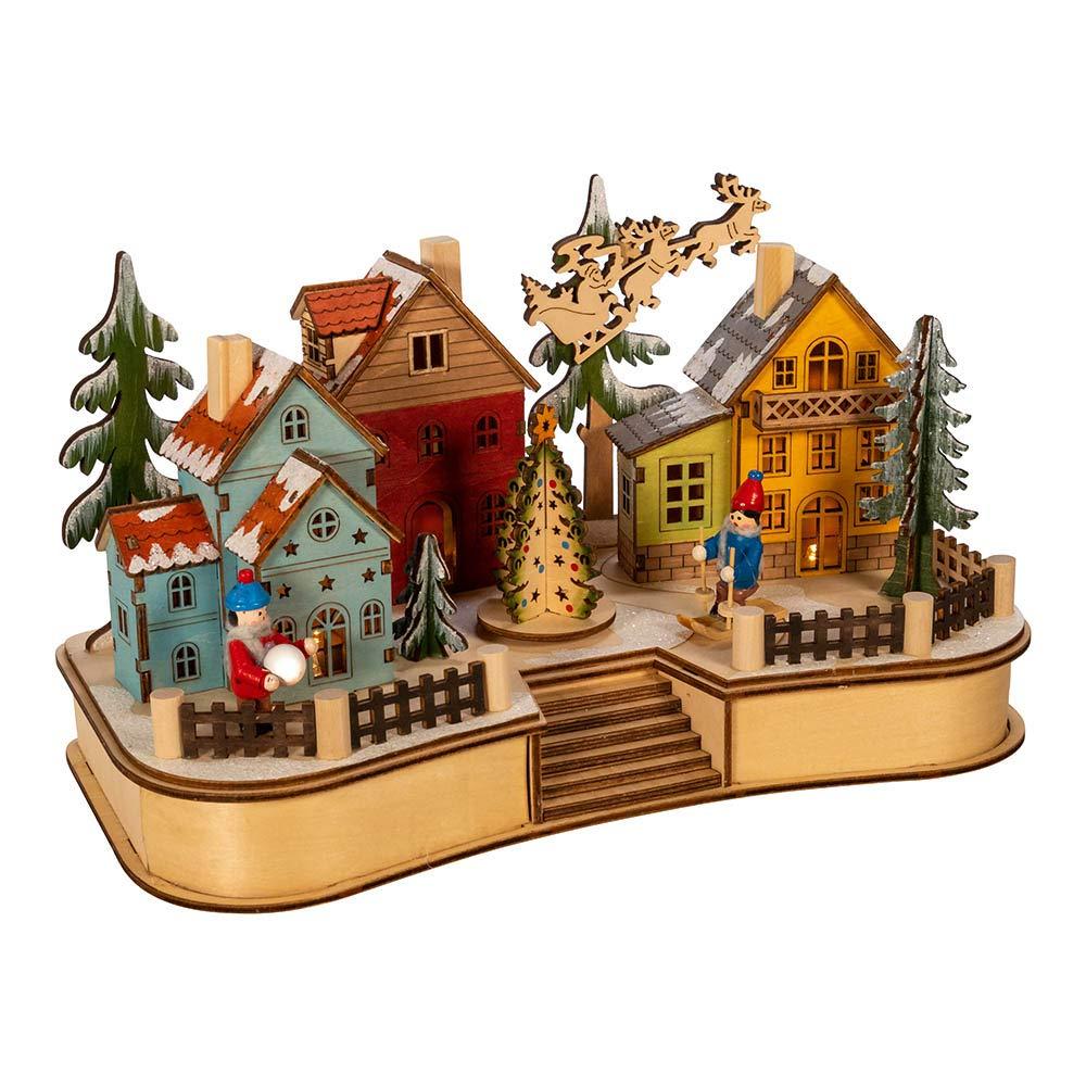 Kurt S. AdlerEngineered Wood Kurt Adler 7.08-Inch Battery-Operated Musical LED Motion Village House, Multi