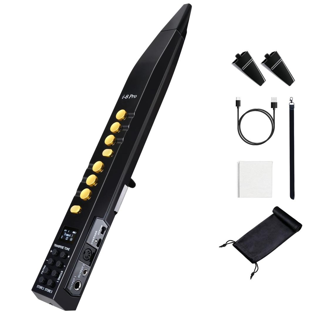 i8-Pro Digital Wind Instrument, Electronic Wind Instrument/EWI with Bluetooth,2 Nozzles,2 Fingerings, 89 Tones,12 Keys,5W Speaker plug in Headphone, Audio for Kids Adults Students Beginners