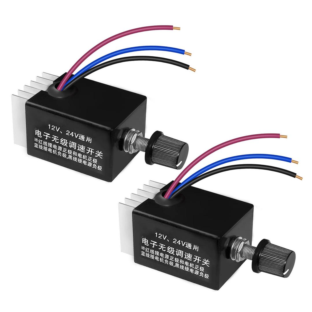 2pcs 12V/24V DC Motor Speed Controller Universal,Knob Screw Electronic Stepless Speed Regulator Switch,Adjustable Motor Speed, Automobile Fan HeaterControl, Fans Speed Regulation