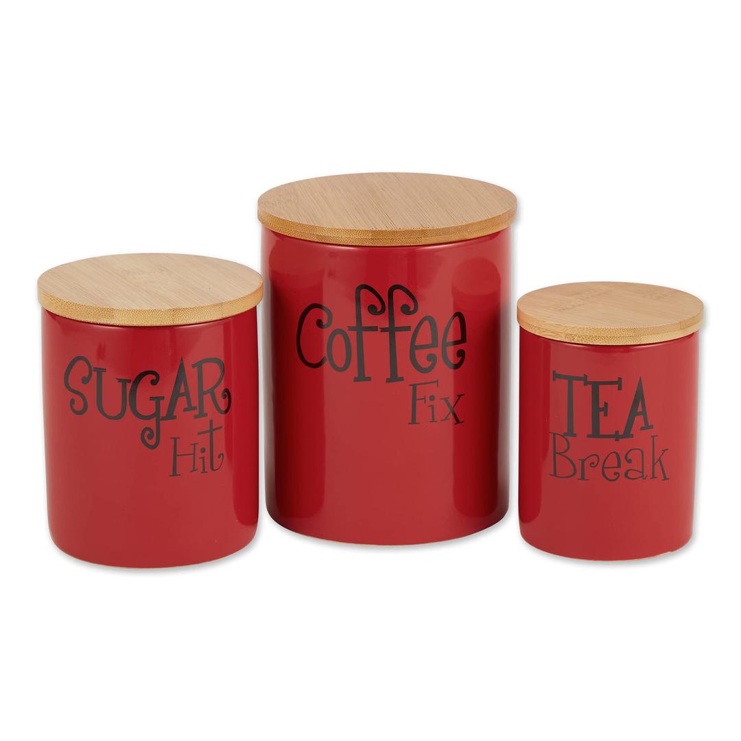 DIIKitchen Accessories Retro Collection, Ceramics, Canister Set, Red, 3 Piece