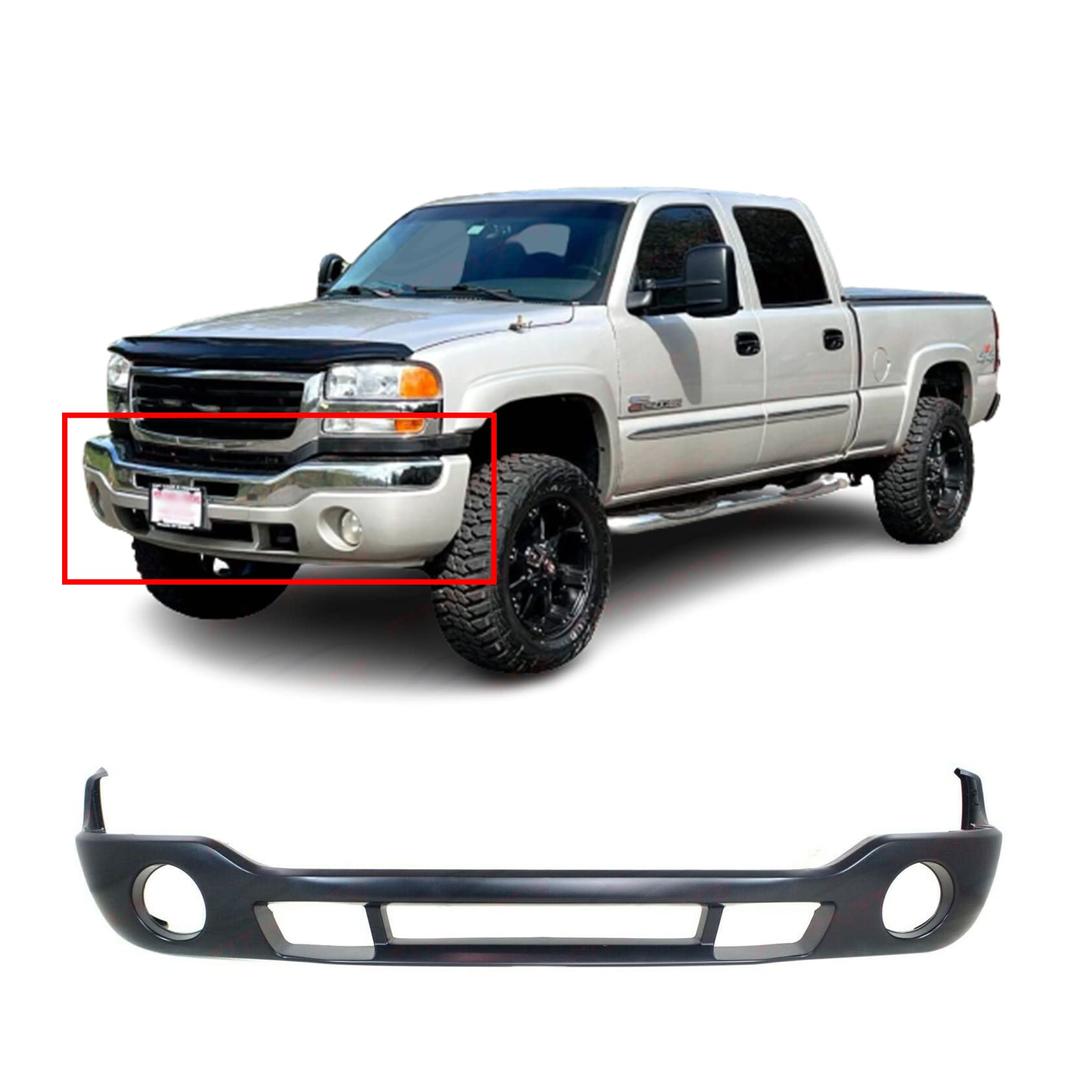 FitParts Compatible with Front Lower Bumper Cover Fascia Valance 2003-2007 GMC Sierra 1500 2500 SLE Extended Standard SLT WT. New, Primed with Fog Light Holes. GM1000684