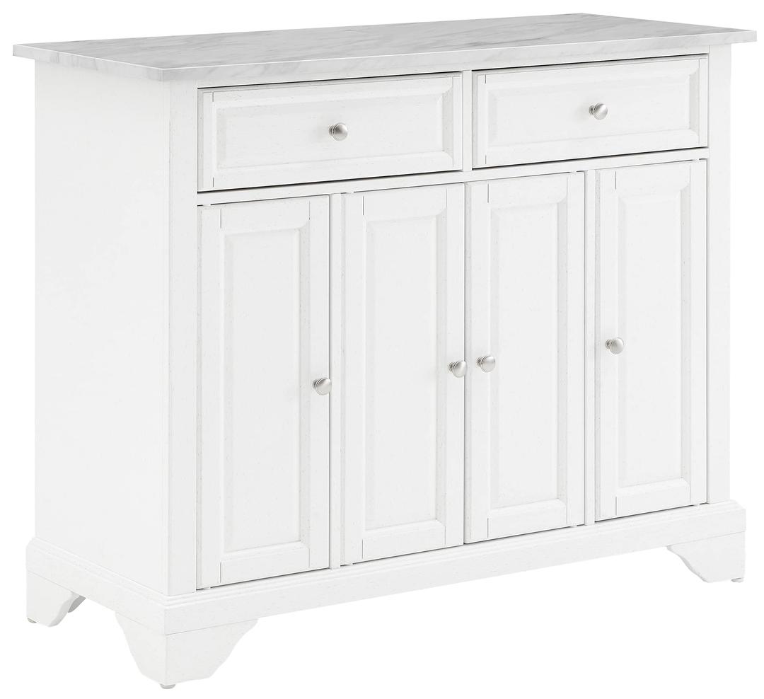 Crosley Furniture Avery Rolling Kitchen Island Storage Cart with Shelves, Microwave Stand, Coffee Bar, Distressed White