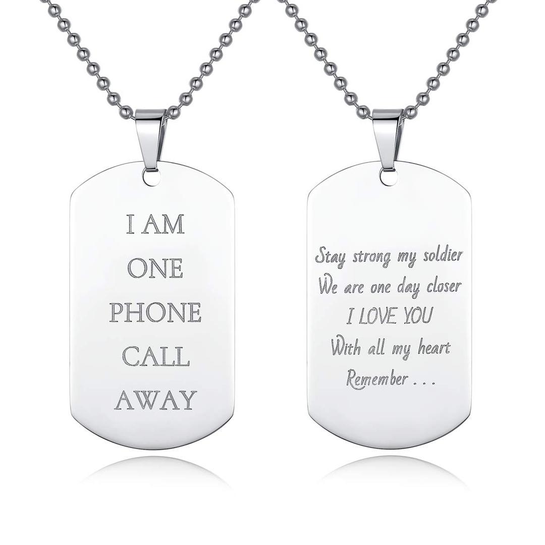 AIbeads Personalized Dog Tag Engrave Text Font Memorial, Custom Stainless Steel Necklace,Unique Military Style Gift to Boyfriend Gift Friend