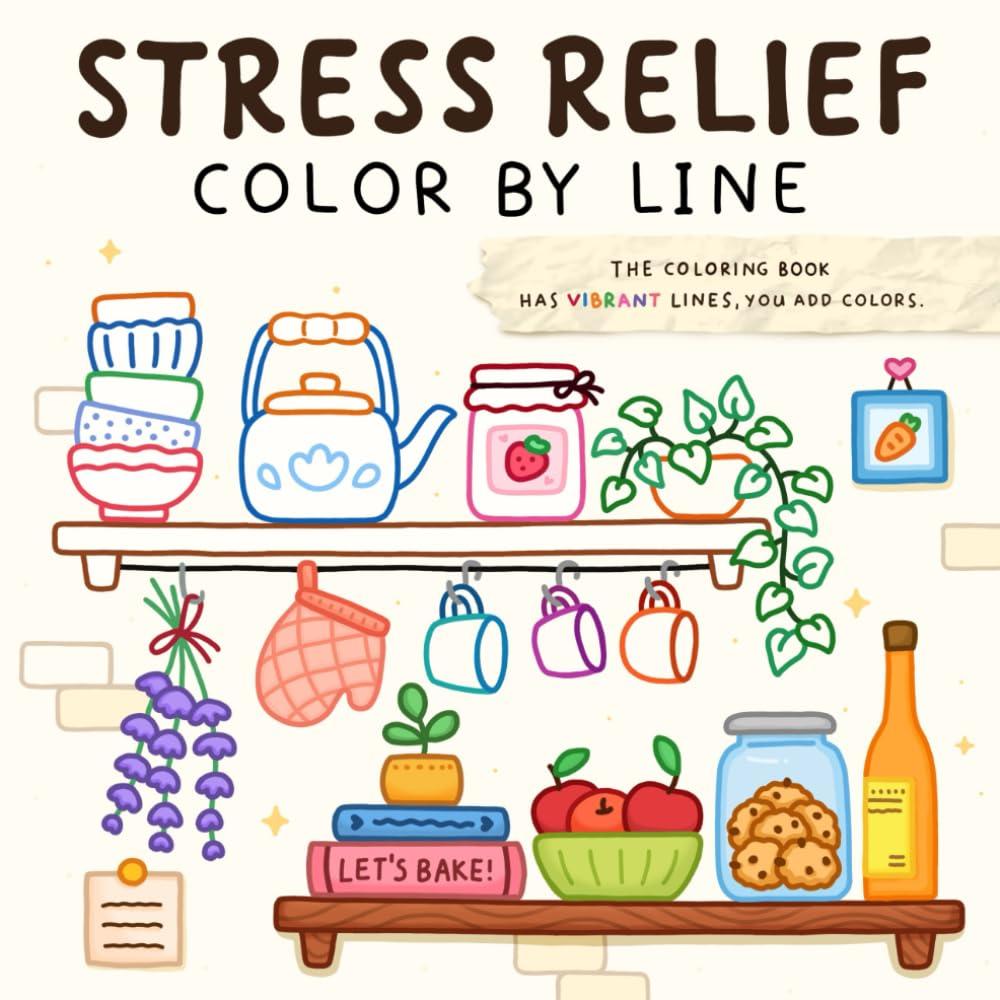 Color By Line: Coloring Book for Relaxation Featuring Vibrant Colored Outlines Paperback – July 2, 2024