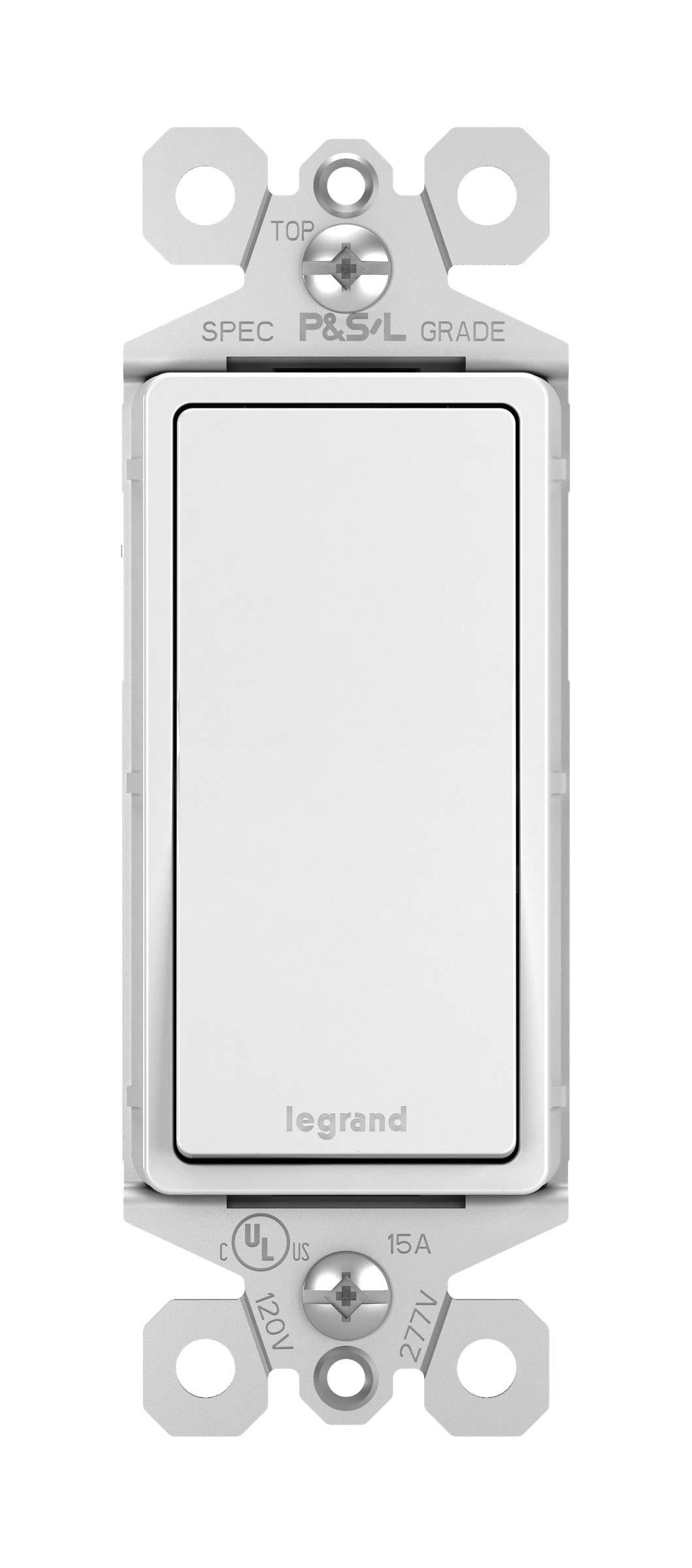 Legrand radiant TM873WCC10 15 Amp Rocker Wall Switch, 3-Way Decorator Light Switches, White (1 Count)