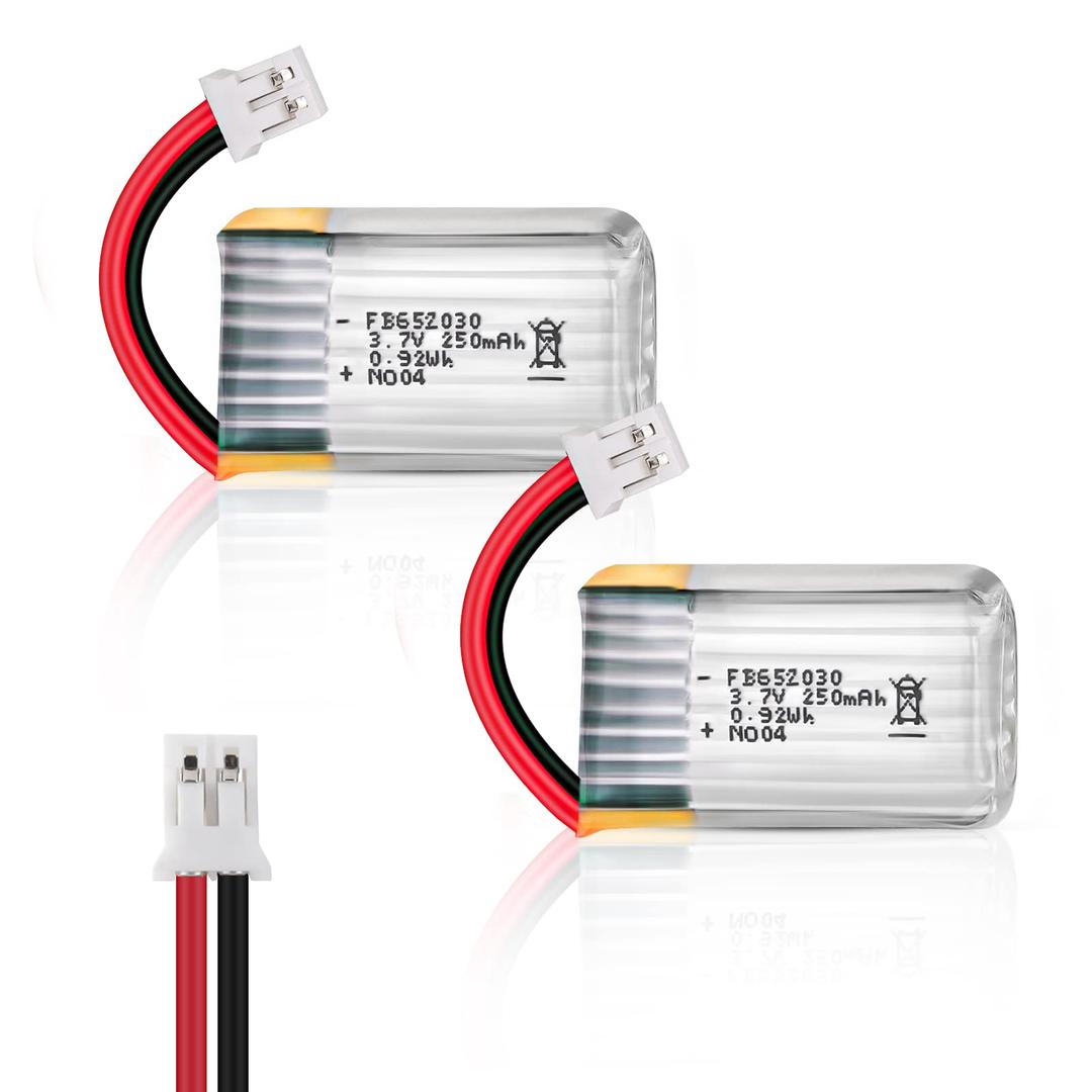 3.7V 250mAh 1S Lipo Battery 2PCS Done Batteries for Makerfire Micro Blue Shark FPV Racing Drone