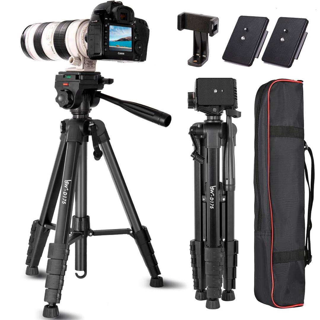 Tripod, Lusweimi 73-Inch Camera Tripod Stand with Travel Bag for Photography/Video Recording, Professional Heavy Duty Tripod with Wireless Remote & Phone Holder for DSLR/SLR/DV/Projector/Phone