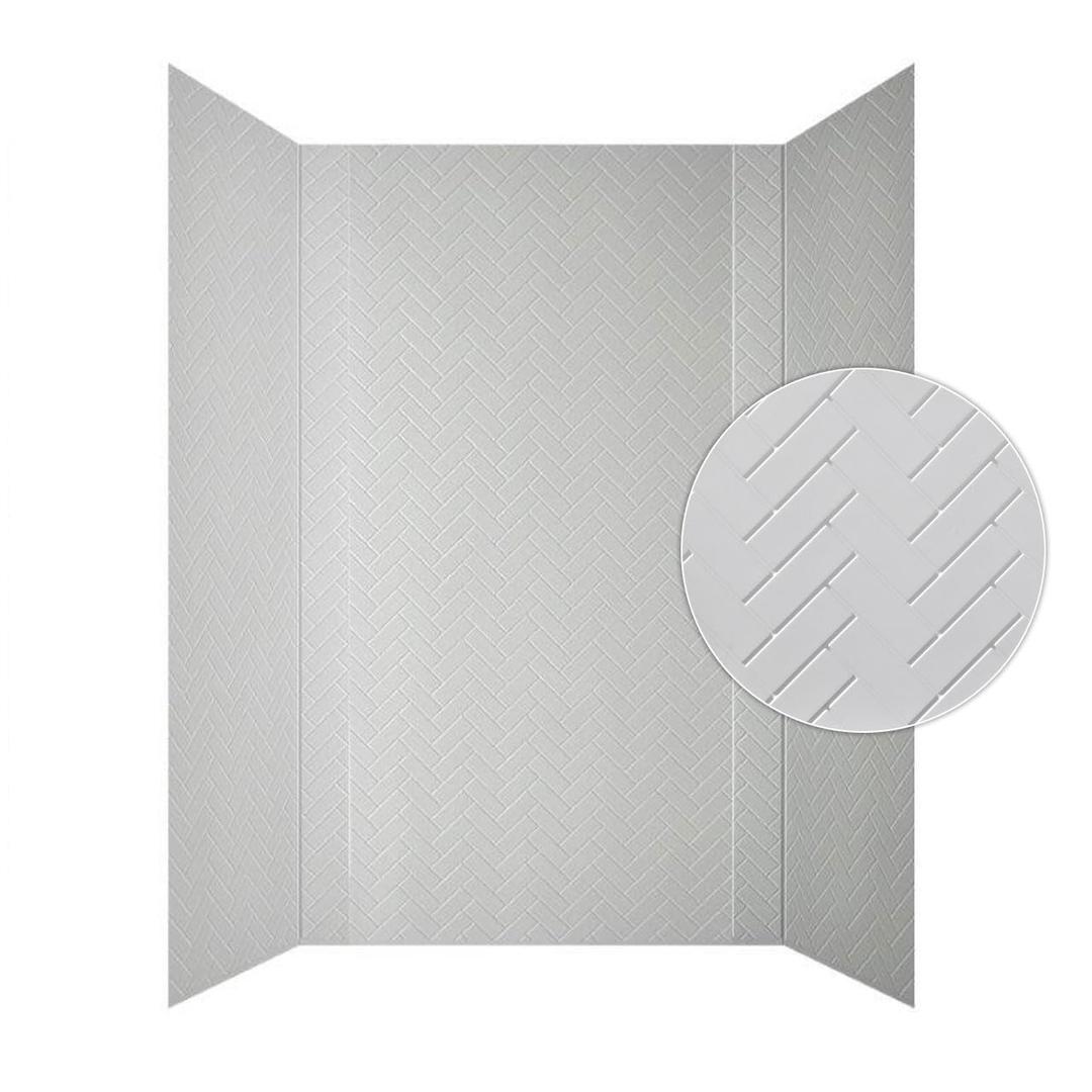 133-HERR-KIT Herringbone Tile Tub and Shower Wall Panels Surround, Gloss White, 96 Square Feet