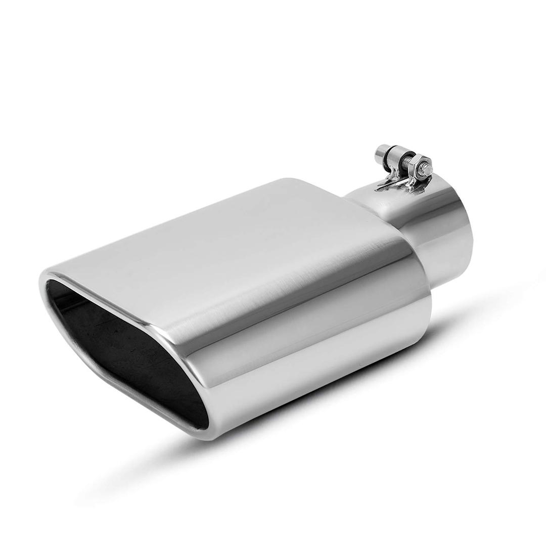 AUTOSAVER88 Square Exhaust Tip 2.5 Inch Inlet, 2.5" Inlet 3"x5.5" Outlet 9" Long Chrome-Plated Stainless Steel Rectangle Exhaust Pipe Tip for 2.5" Outside Diameter Tailpipe, Polished, Bolt on Design