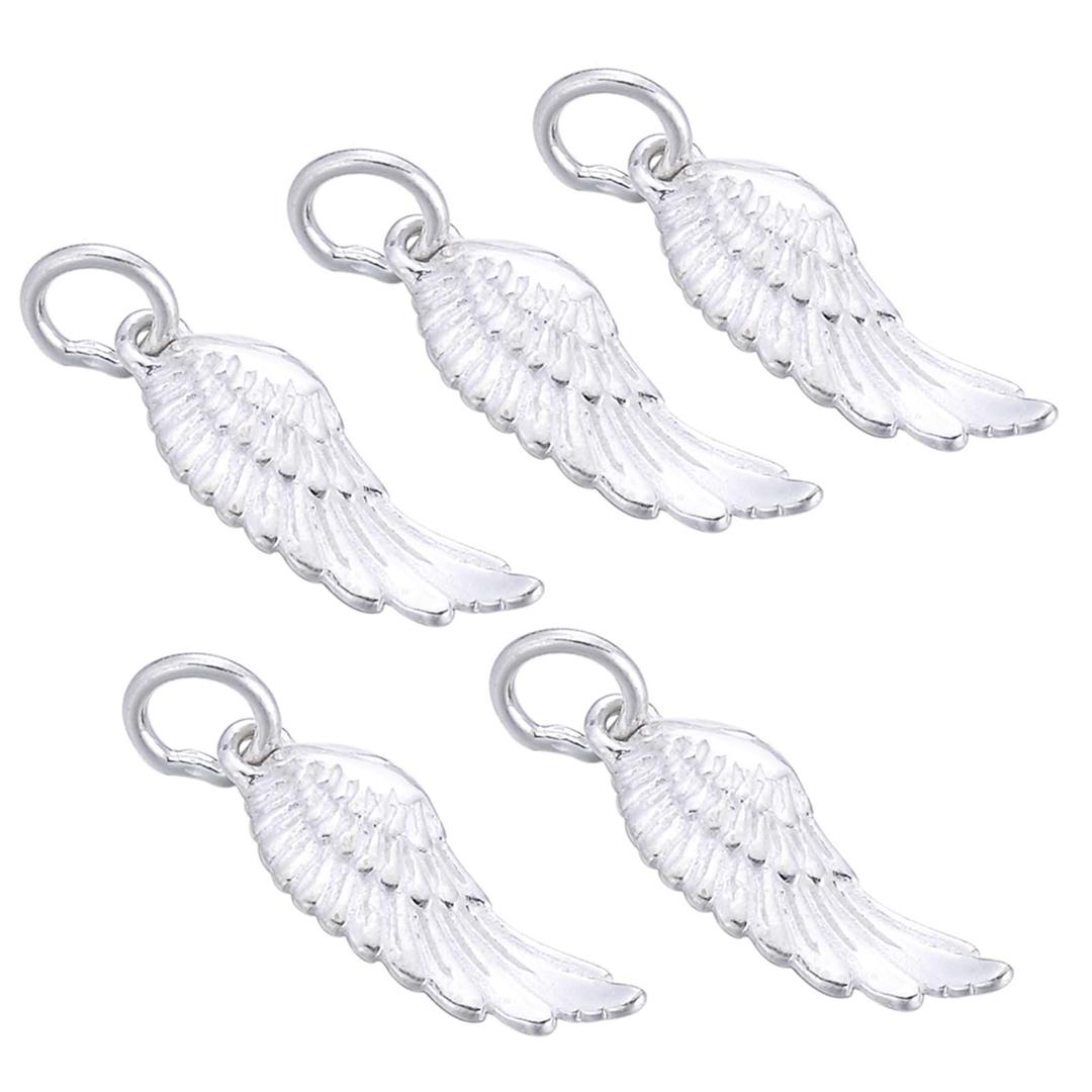 YF 5pcs 925 Sterling Silver Angel Wing Pendant Charm Findings DIY Jewelry Making 18.5mmx6.5mm