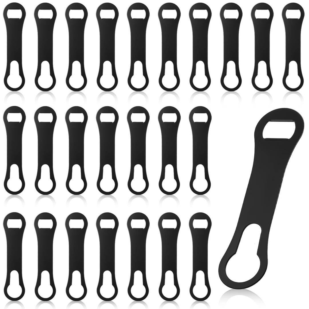 MeanplanMeanplan 24 Pieces Bottle Opener Beer Opener Stainless Steel Bar Key Dog Bone Metal Speed Wine Bottle Opener and Pour Spout Remover for Party, Bar Bartender or Kitchen, 7.4 Inches (Black)