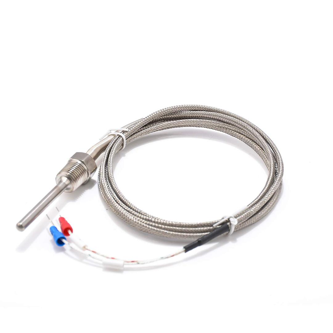 Waterproof K Type Grounded Thermocouple - Jaybva Temperature Sensor Probe for PID Temperature Controller Two Wire Stainless Steel NPT 1/4 inch Pipe Thread 0~500℃ with 2m Insulation Lead Shield Wire