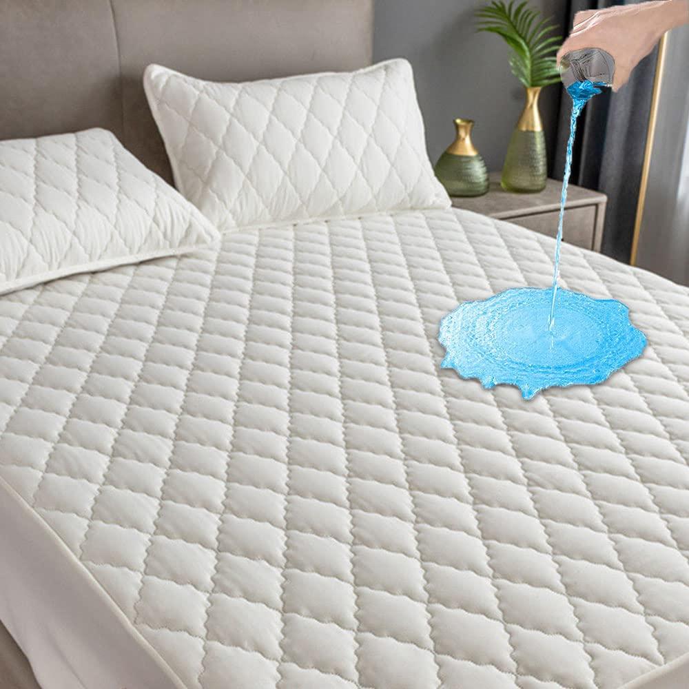 JZS Waterproof Mattress Protector Hypoallergenic Breathable Noiseless Soft Mattress Cover with Deep Pocket(120x200cm)