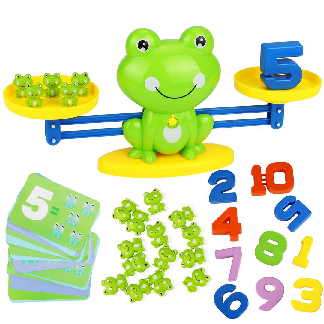 AitbayCool Math Game, Valentines for Preschoolers Frog Balance Counting Toys for Boys & Girls Educational Number Toy Fun Children's Gift STEM Learning Age 3+ (63 PCS)