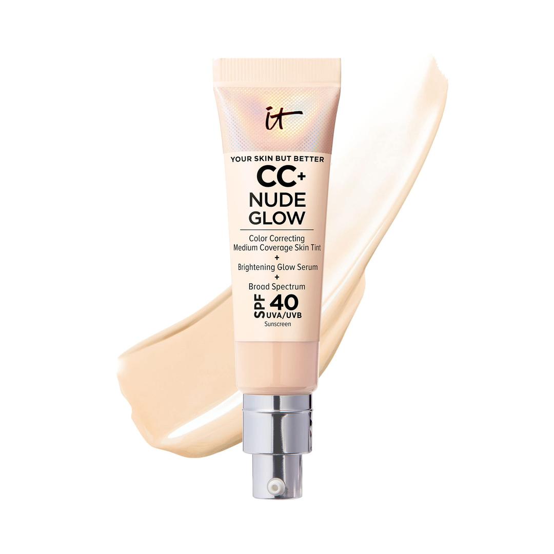 IT Cosmetics CC+ Nude Glow Lightweight Foundation + Glow Serum with SPF 40 - With Niacinamide, Hyaluronic Acid & Green Tea Extract - 1.08 fl oz