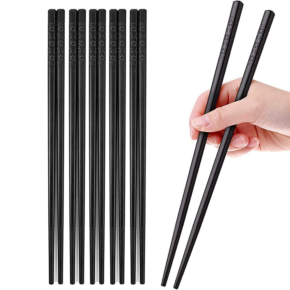 Funito 10 Pairs Fiberglass Chopsticks - Reusable Chopsticks Dishwasher Safe, 24cm